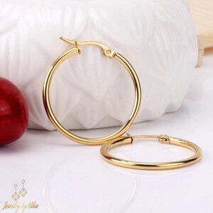 NEW 14K Gold Circle Of Life Round Dainty Minimalist Boho Luxury Earrings